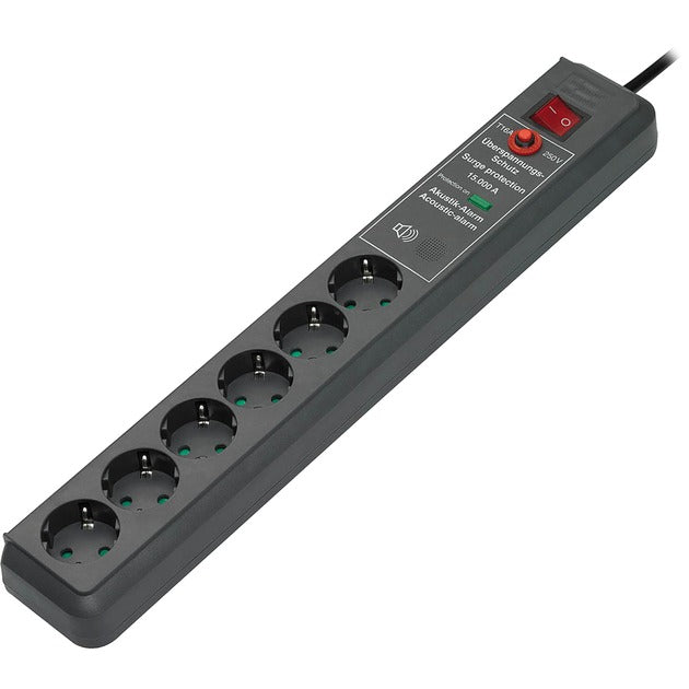 Afbeelding laden in galerijviewer, Brennenstuhl secure-tec 19500a +surge protection 6x stekkerdoos (antraciet, 1159540376, voor 6 stekkers)
