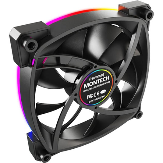 Montech rx120 pwm rgb case fan (zwart, 120 x 25 x 120 mm, 3-pin argb)
