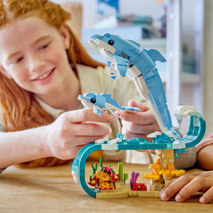 Lego ® creator 3in1 zeedieren: prachtige dolfijnen - bouw om tot een zeepaardje of krab - 31385