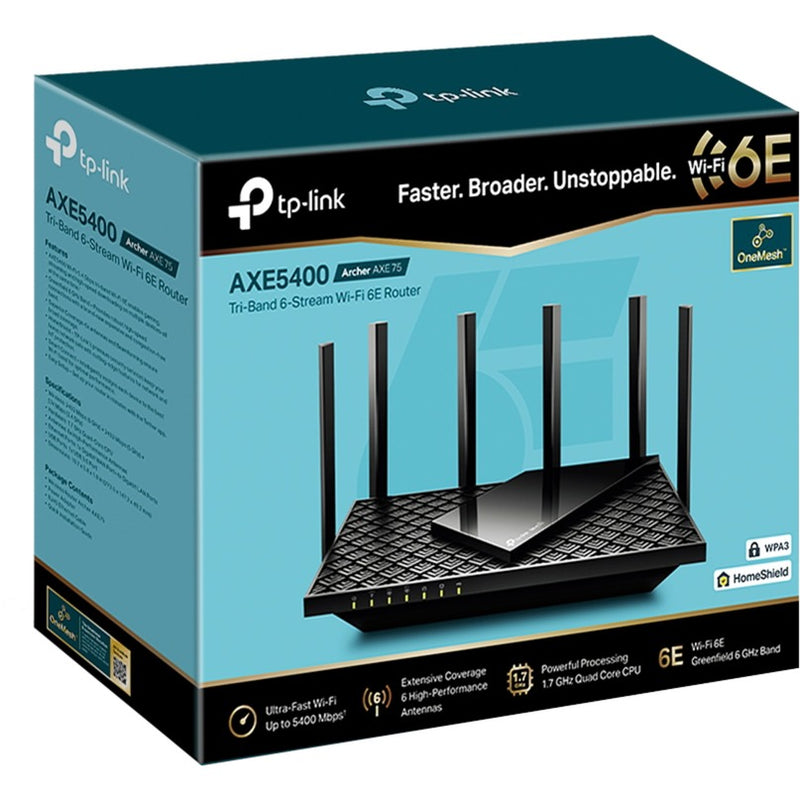 Afbeelding laden in galerijviewer, Tp-link archer axe75 axe5400 tri-band gigabit wifi 6e-router (zwart)
