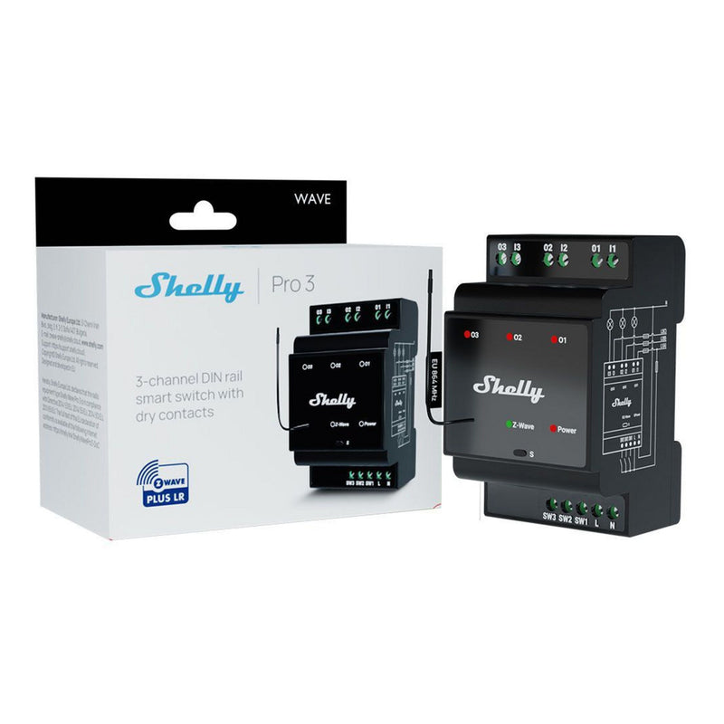 Afbeelding laden in galerijviewer, Shelly qubino wave pro 3 relais (zwart, z-wave)
