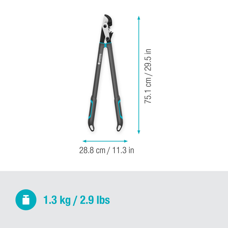 Afbeelding laden in galerijviewer, Gardena aambeeldtakkenschaar energycut pro l, met aambeeldsnede (grijs turquoise, 75cm, voor droog hout)
