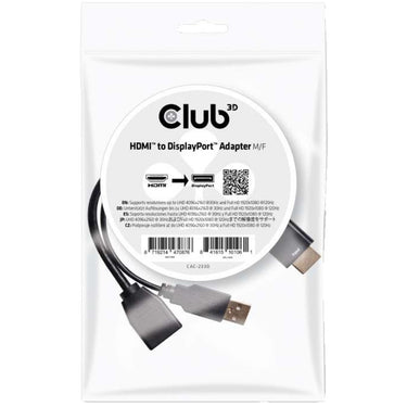 Club 3d hdmi > displayport adapter (zwart, 0,18 meter)
