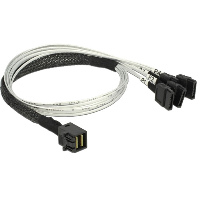 Afbeelding laden in galerijviewer, Delock mini sas hd sff-8643 naar 4x sata 7-pin kabel (zwart, 0,5 meter)
