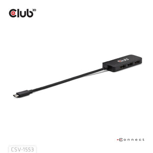 Club 3d usb-c naar 3x displayport hub (zwart)
