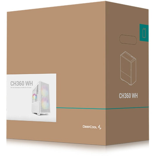 Deepcool ch360 mini tower behuizing (wit | 1x usb-a | 1x usb-c | rgb | window)