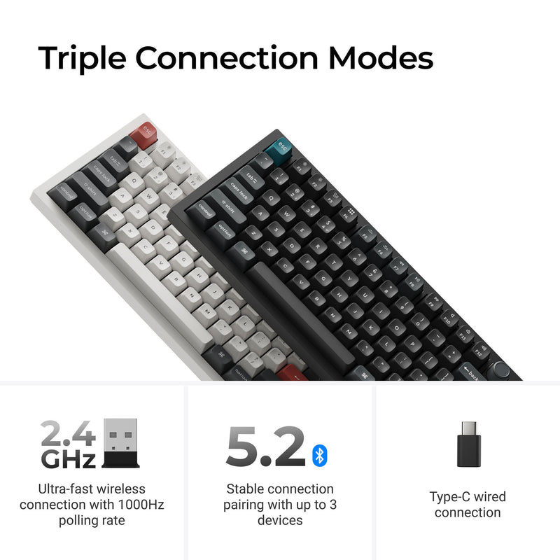 Afbeelding laden in galerijviewer, Keychron q6 ultra-m4 8k wireless custom mechanical keyboard (zwart, us lay-out (qwerty), silk pom banana, 100%, rgb, hot swap, 8k, 2.4 ghz bluetooth 5.2 usb-c)
