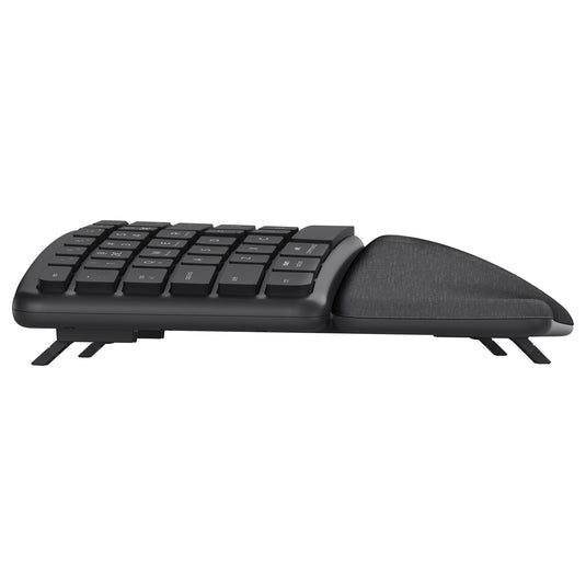 Trust keyra ergonomisch draadloos toetsenbord (zwart, us lay-out (qwerty), 100%, 2.4 ghz usb | bluetooth)