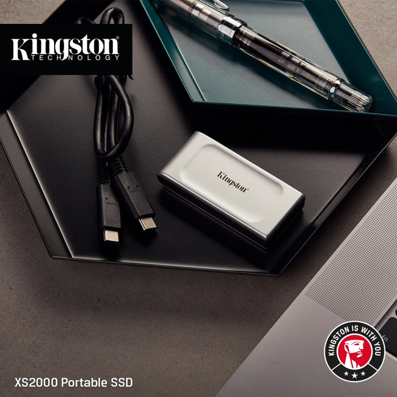 Afbeelding laden in galerijviewer, Kingston xs2000 portable 4 tb externe ssd (zilver zwart, sxs2000 2000g, usb-c 3.2 (20 gbit s))
