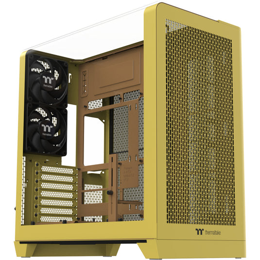 Thermaltake view 390 air butter caramel midi tower behuizing (geel | 2x usb-a | 1x usb-c | tempered glass)
