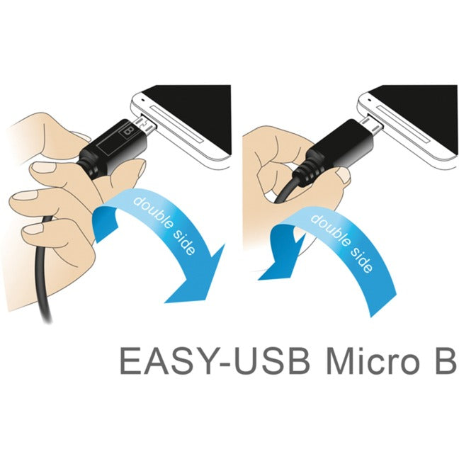 Afbeelding laden in galerijviewer, Delock easy-usb-a 2.0 male > easy-usb micro-usb-b 2.0 male kabel (zwart, 0,5 meter)
