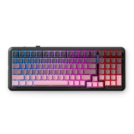 Mchose k99 v2 wireless gasket mount mechanical keyboard (zwart, us lay-out (qwerty), kailh box icy creamsicle, 99%, rgb, pbt keycaps, hot-swap, 2.4 ghz | bluetooth | usb-c)