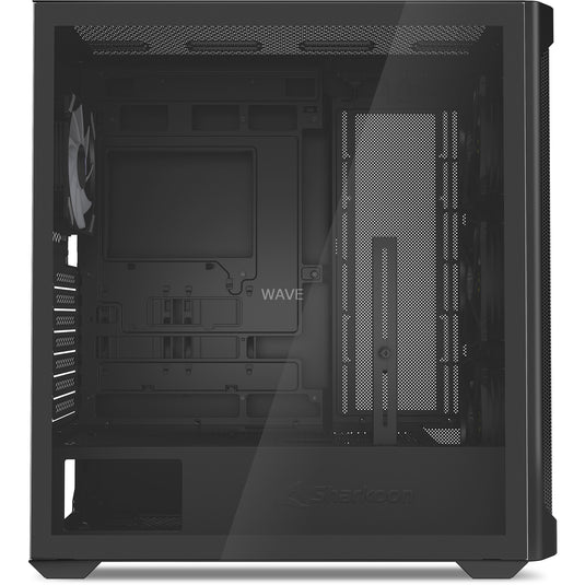 Sharkoon ak4w rgb strip midi tower behuizing (zwart | 2x usb-a | 1x usb-c | rgb | tempered glass)