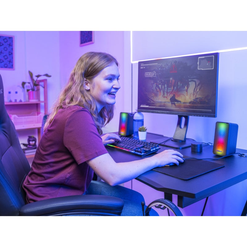 Afbeelding laden in galerijviewer, Trust gxt 611 wezz illuminated 2.0 rgb speaker set pc-luidspreker (zwart, rgb leds)
