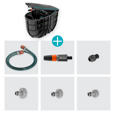 Gardena undercover slangenbox rollup m, 20 meter slanghaspel (zwart turquoise)