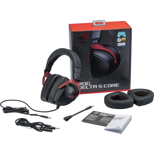 Asus rog delta s core over-ear gaming headset (zwart rood, pc, playstation 4, playstation 5, xbox one, xbox series x|s, nintendo switch)