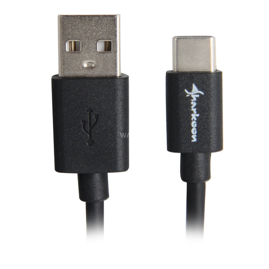 Sharkoon usb-a 2.0 - usb-c kabel (zwart, 3 meter)