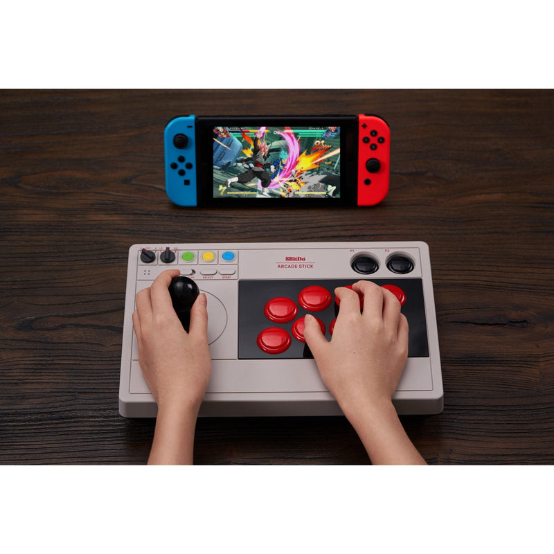 Afbeelding laden in galerijviewer, 8bitdo arcade stick joystick (grijs, switch 1, switch 2, pc, bluetooth 2.4g usb-c)
