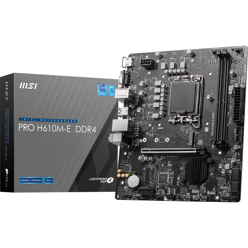 Afbeelding laden in galerijviewer, Msi pro h610m-e ddr4 socket 1700 moederbord (zwart, gb-lan, sound, µatx)
