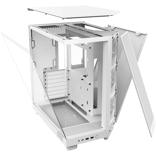Nzxt h6 flow rgb midi tower behuizing (wit | 2x usb-a | 1x usb-c | rgb | tempered glass)