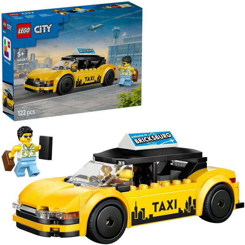 Afbeelding laden in galerijviewer, Lego ® city gele taxi - modelautobouwset met 2 minifiguren - klassieke speelgoedtaxi - 60487
