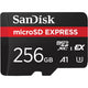 Sandisk microsd express 256 gb geheugenkaart (zwart, class 3 (u3))