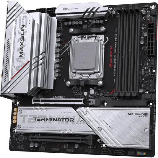 Maxsun ms-terminator b850m pro wifi socket am5 moederbord (zwart, raid, 2.5 gb-lan, wlan, bt, sound, µatx)