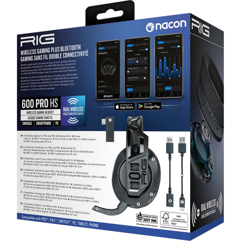Afbeelding laden in galerijviewer, Nacon rig 600 pro hs over-ear gaming headset (zwart, playstation 5, playstation 4, windows, nintendo switch, android, ios)
