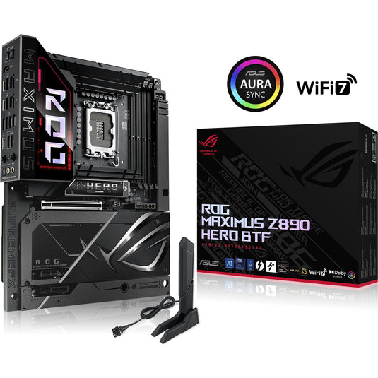 Asus rog maximus z890 hero btf socket 1851 moederbord (zwart, raid, 5 gb-lan, wi-fi 7, bt, sound, atx)