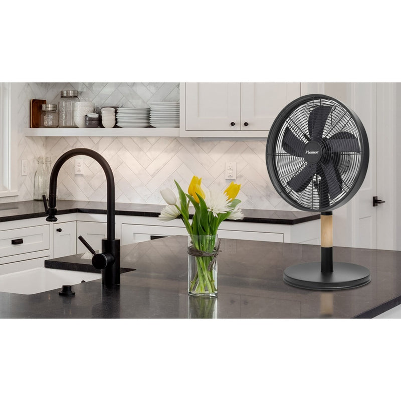 Afbeelding laden in galerijviewer, Bestron dft35wb tafelventilator (zwart houtkleur, ø 35 cm)
