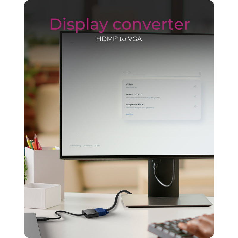 Afbeelding laden in galerijviewer, Icy box ib-ac502a hdmi naar vga adapter (zwart)
