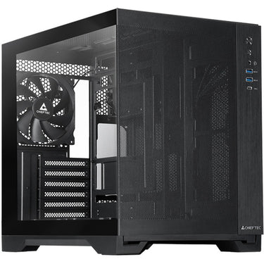 Chieftec visio air midi tower behuizing (zwart | 2x usb-a | 1x usb-c | tempered glass)
