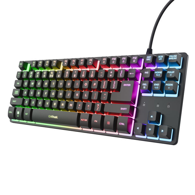 Afbeelding laden in galerijviewer, Trust gxt 833 thado toetsenbord met tkl-verlichting (zwart, us lay-out (qwerty), 80% (tkl), rgb)
