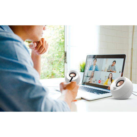 Creative pebble v3 pc-luidspreker (wit, bluetooth, usb-c, aux)