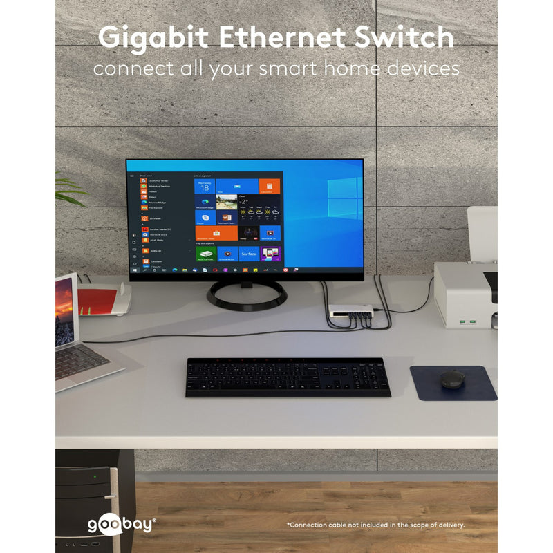 Afbeelding laden in galerijviewer, Goobay 8-poort gigabit ethernet switch (wit)
