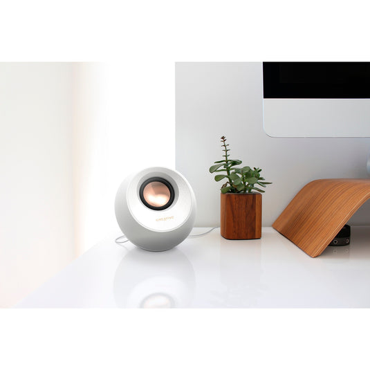 Creative pebble v3 pc-luidspreker (wit, bluetooth, usb-c, aux)