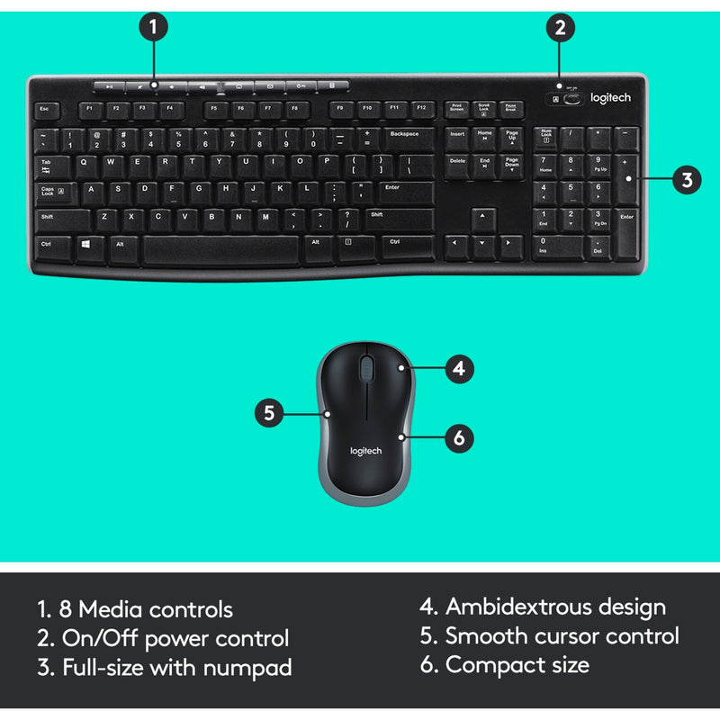 Afbeelding laden in galerijviewer, Toetsenbord en muis logitech mk270 qwerty
