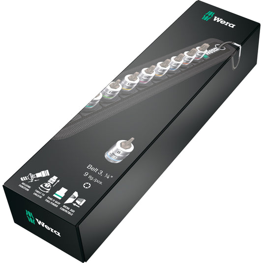 Wera riem a3 torx hf zyklop bitmoerenset met houderfunctie, 1 4 aandrijving dopsleutel (zwart zilver)