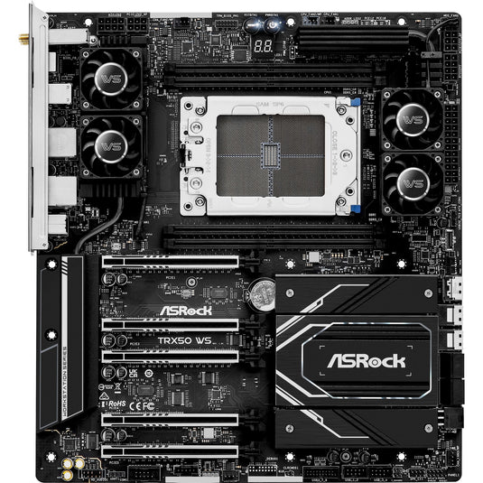 Asrock trx50 ws socket str5 moederbord (zwart, raid, 2,5gb-lan, wlan, bt, sound, atx)