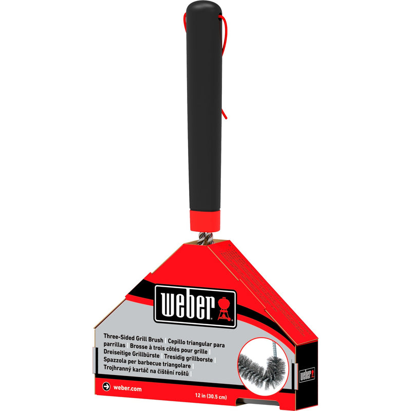 Afbeelding laden in galerijviewer, Weber driezijdige reinigingsborstel grillreinigingsborstel (zwart rood, 30 cm)
