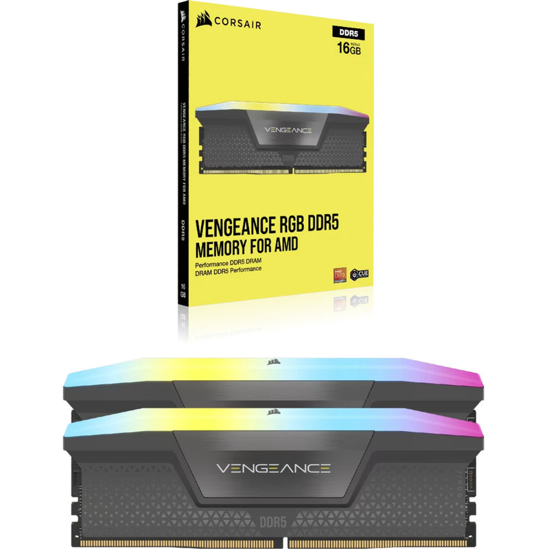 Afbeelding laden in galerijviewer, Corsair vengeance rgb 32 gb ddr5-6000 (2x 16 gb) werkgeheugen (zwart, cmh32gx5m2d6000z38, xmp, expo)
