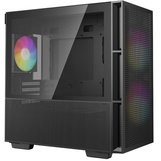 Deepcool ch360 mini tower behuizing (zwart | 1x usb-a | 1x usb-c | rgb | tempered glass)