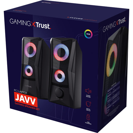 Trust gxt 606 javv rgb verlichte 2.0 speakerset pc-luidspreker (zwart)