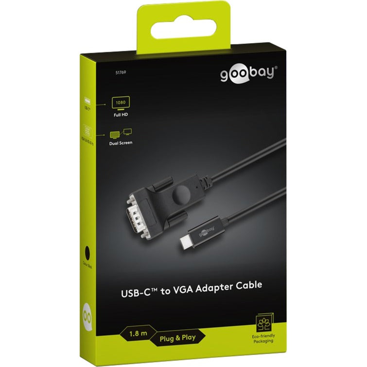 Afbeelding laden in galerijviewer, Goobay usb-c naar vga adapterkabel (zwart, 1,8 meter)
