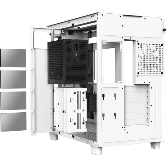 Nzxt h9 elite midi tower behuizing (wit | 2x usb-a | 1x usb-c | rgb | tempered glass)