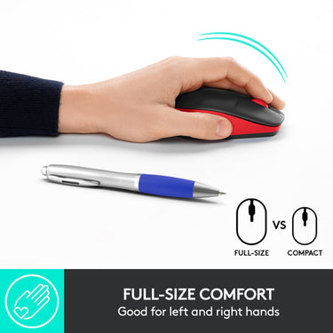 Logitech m190 full-size wireless mouse (rood, 1000 dpi)