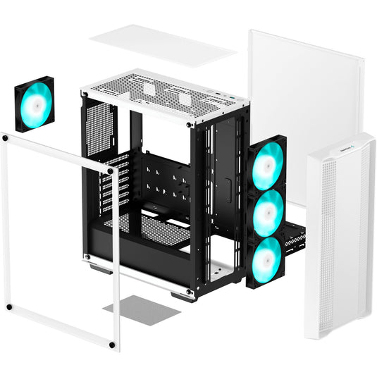 Deepcool cc560 v2 midi tower behuizing (wit | 2x usb-a | tempered glass)
