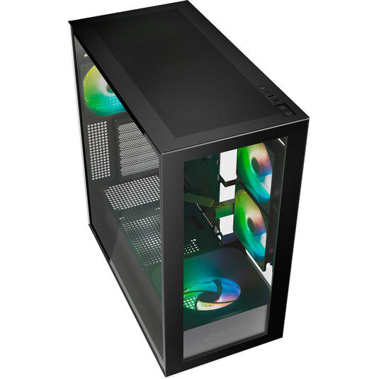 Sharkoon rebel c60 rgb midi tower behuizing (zwart | 2x usb-a | 1x usb-c | rgb | tempered glass)