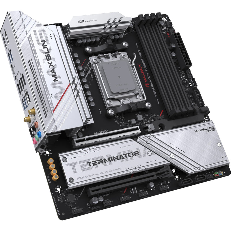 Afbeelding laden in galerijviewer, Maxsun ms-terminator b850m pro wifi socket am5 moederbord (zwart, raid, 2.5 gb-lan, wlan, bt, sound, µatx)
