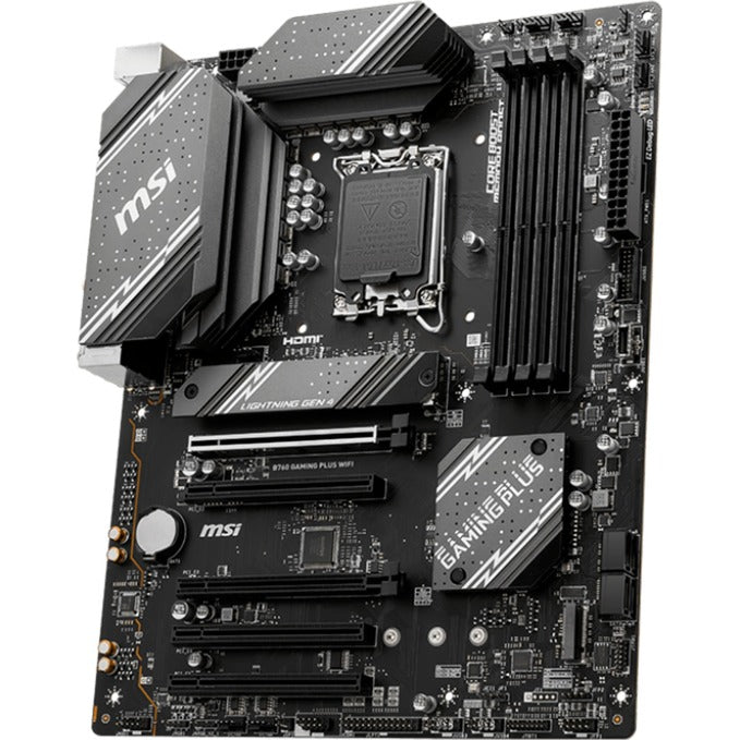 Afbeelding laden in galerijviewer, Msi b760 gaming plus wifi socket 1700 moederbord (grijs zwart, raid, 2.5gb-lan, wi-fi 6e, bt, sound, atx)
